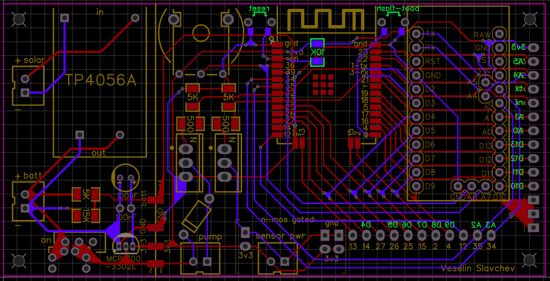 PCB layout blueprint for the garden bot